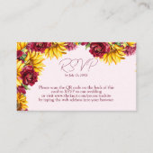 マゼンタとゴールデン結婚イエローのQRコードRSVP 名刺 (正面)