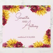 マゼンタとゴールデン結婚イエロー スパークリングワインラベル (シングルラベル)