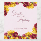 マゼンタとゴールデン結婚イエロー ワインラベル (シングルラベル)