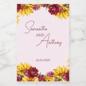 マゼンタとゴールデン結婚イエロー ワインラベル (シングルラベル)