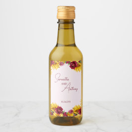 マゼンタとゴールデン結婚イエロー ワインラベル