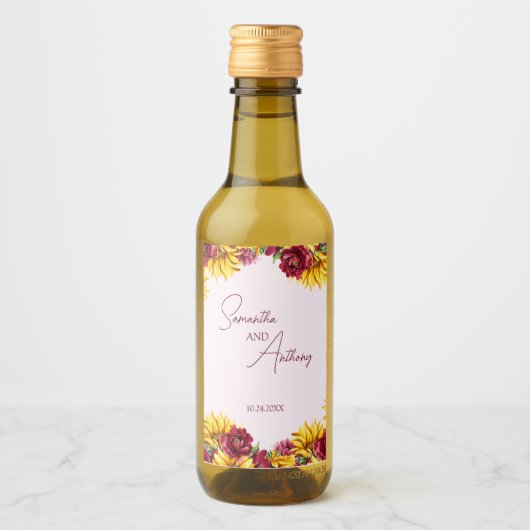 マゼンタとゴールデン結婚イエロー ワインラベル (正面)