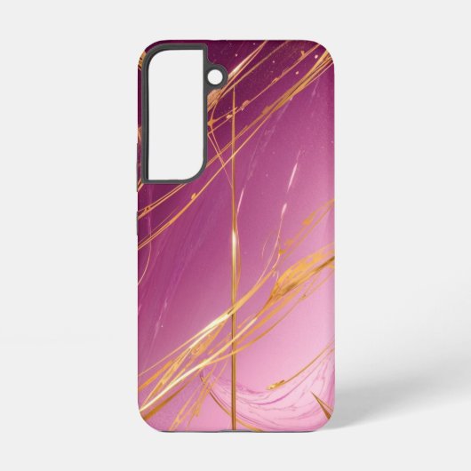 マゼンタとゴールドの抽象的な流体アートフォンケース SAMSUNG GALAXYケース (裏面)
