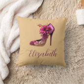 マゼンタとタンのハイヒール クッション (ブランケット)