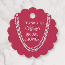 マゼンタとパールのブライダルシャワーありがとう フェイバータグ