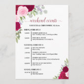 マゼンタとピンクのバラの結婚式イベントとタイムライン プログラム (正面)