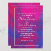 マゼンタとブルーのアブストラクトウェディング 招待状 (正面/裏面)