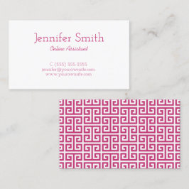 マゼンタとホワイトのギリシャ鍵模様 名刺