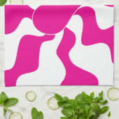 マゼンタとホワイトのハートを愛する キッチンタオル (折り畳み)