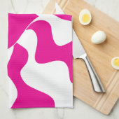 マゼンタとホワイトのハートを愛する キッチンタオル (四つ折り)