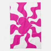 マゼンタとホワイトのハートを愛する キッチンタオル (縦)