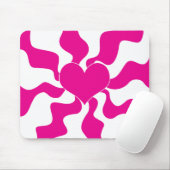 マゼンタとホワイトのハートを愛する マウスパッド (マウス)