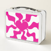 マゼンタとホワイトのハートを愛する メタルランチボックス (裏面)