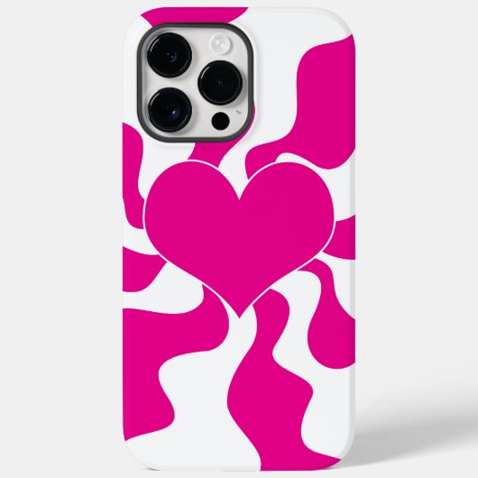 マゼンタとホワイトのハートを愛する Case-Mate iPhoneケース (裏面)