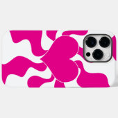 マゼンタとホワイトのハートを愛する Case-Mate iPhoneケース (裏面 (横))