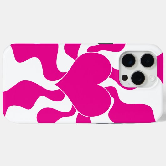 マゼンタとホワイトのハートを愛する Case-Mate iPhoneケース (裏面 (横))