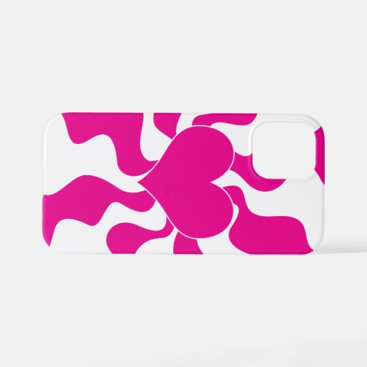 マゼンタとホワイトのハートを愛する iPhoneケース (裏面横)