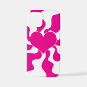 マゼンタとホワイトのハートを愛する iPhoneケース (裏面)