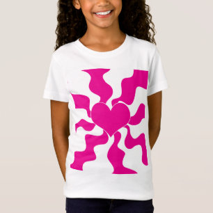 マゼンタとホワイトのハートを愛する Tシャツ
