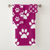 マゼンタとホワイトの前部印刷 バスタオルセット (インサイチュ)