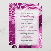 マゼンタとホワイトの流体アート ウェディング 招待状 (正面/裏面)