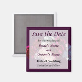 マゼンタとライトピンクのカーネーション Save the Date マグネット (正面/裏面)