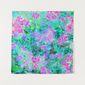 マゼンタとロイヤルブルーの美しい庭の花 タペストリー (正面)