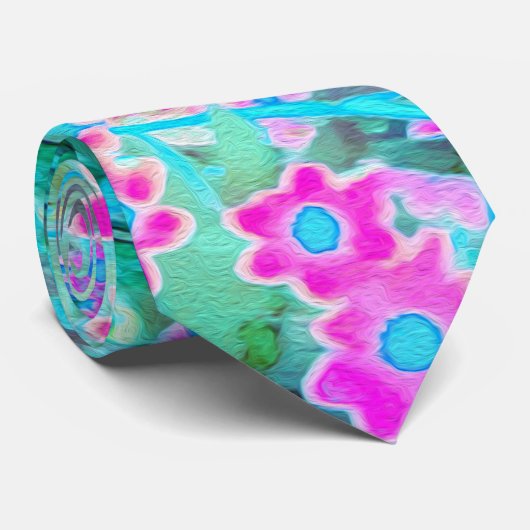 マゼンタとロイヤルブルーの美しい庭の花 ネクタイ (ロール)