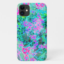 マゼンタとロイヤルブルーの美しい庭の花 iPhone 11 ケース