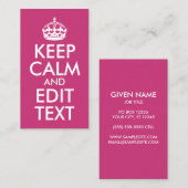 マゼンタと白の保静かな編集文字 名刺 (正面/裏面)