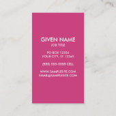 マゼンタと白の保静かな編集文字 名刺 (裏面)