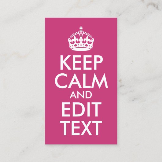 マゼンタと白の保静かな編集文字 名刺 (正面)