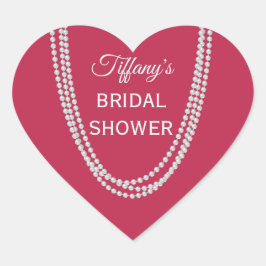 マゼンタと真珠のブライダルシャワー ハートシール