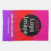 マゼンタと紫のカスタマイズ可能なビジネスグラデーション キッチンタオル (横)