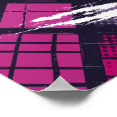 マゼンタと紫の色調を使用した幾何学的なアート ポスター (角)