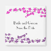 マゼンタと紫の花が日付を保存 マグネット (正面)