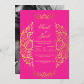 マゼンタと金ゴールドを強結婚化する 招待状 (正面/裏面)