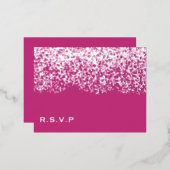 マゼンタと銀箔のウェディングRSVPカード 箔シーズンポストカード (正面/裏面)