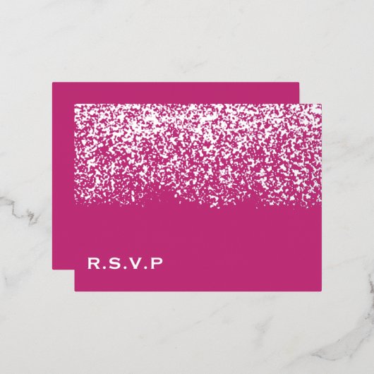 マゼンタと銀箔のウェディングRSVPカード 箔シーズンポストカード (正面/裏面)