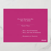 マゼンタと銀箔のウェディングRSVPカード 箔シーズンポストカード (裏面)