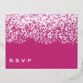 マゼンタと銀箔のウェディングRSVPカード 箔シーズンポストカード (正面)