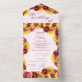 マゼンタと黄金のイエロ結婚ー オールインワン招待状 (内側)