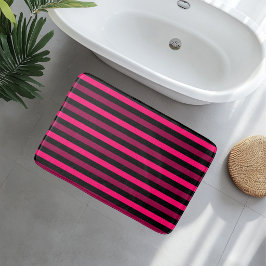 マゼンタと黒のストライプバスマット バスマット