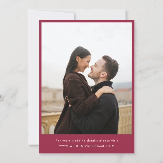 マゼンタのお洒落タイポグラフィスクリプ結婚ト写真 招待状 (裏面)