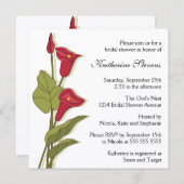 マゼンタのエレガントなコーラルリリーのブライダルシャワー 招待状 (正面/裏面)