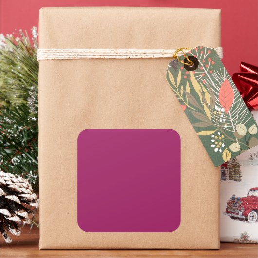 マゼンタのカラーブロック ウェディング 招待状 スクエアシール (クリスマス)