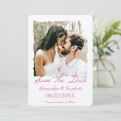 マゼンタのギザギザフレーム写真 Save The Date 案内状 (スタンド正面)