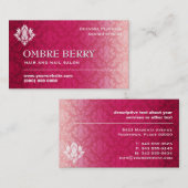 マゼンタのグラデーションなダマスク織 名刺 (正面/裏面)