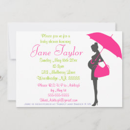 マゼンタのシルエットベビーシャワー招待状 招待状