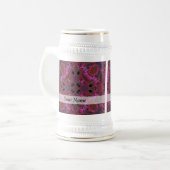 マゼンタのデジタルフラクタルパターン ビールジョッキ (正面左)